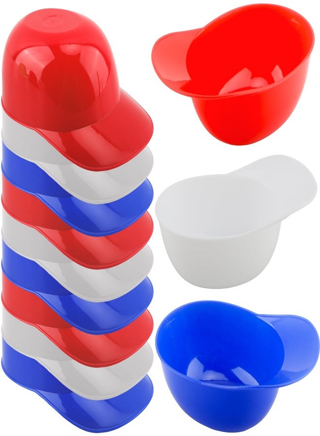 Drayear 12 Pack Ice Cream Baseball Helmet 8 oz Mini Baseball Cap Snack Bowl Plastic Baseball Hat Chip Bowl for Kids Birthday Party Supplies, 3 Colors - Image 1