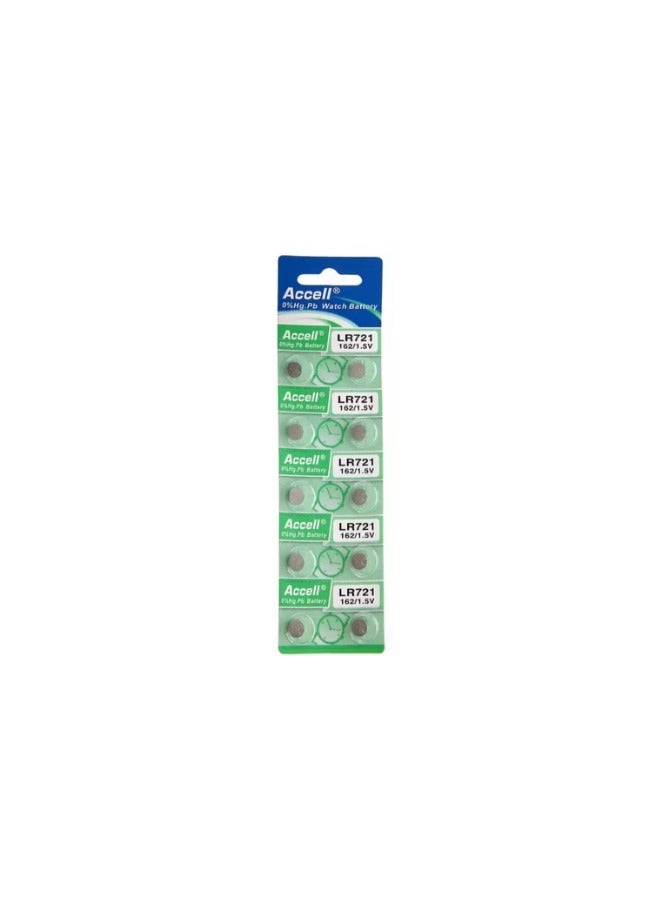 10-Pieces Accell AG11 LR721 (162) Alkaline 1.5V Batteries