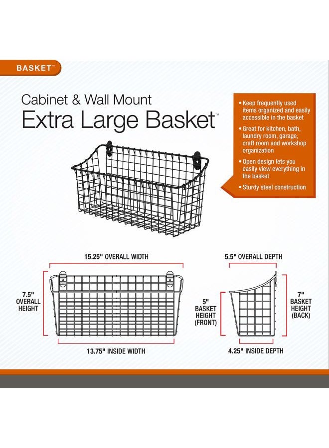 Spectrum Diversified Vintage Wall Mount Storage Basket, X-Large (Pack of 1), Industrial Gray - Image 2
