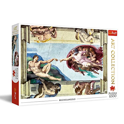 Trefl The Creation of Adam 1000 Piece Jigsaw Puzzle Red 27x19 Print Art DIY Puzzle Creative Fun Classic Jigsaw for Adults and Children from 14 Years Old - Image 1