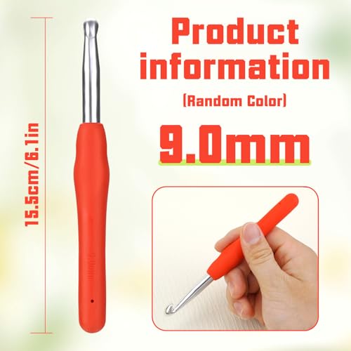 SHWAKK Crochet Hook, 9.0 mm Ergonomic Crochet Hook, Crochet Needles for Arthritic Hands, Knitting Needles with Soft Handle Beginners and Experienced Hobbyists (9.0 mm) - Image 2