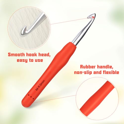 SHWAKK Crochet Hook, 9.0 mm Ergonomic Crochet Hook, Crochet Needles for Arthritic Hands, Knitting Needles with Soft Handle Beginners and Experienced Hobbyists (9.0 mm) - Image 3