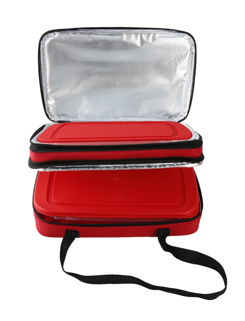 Le Regalo 5 Piece Take and Bake Set 2 Glass Casseroles 2 Lids 1 Insulated Carry Bag Microwave Oven and Freezer Safe Overall Size 1375 x 875 x 5 - Image 2