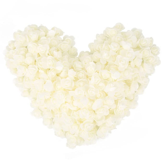 500PCS MINI FOAM ROSE HEADS IVORY ARTIFICIAL FLOWER FOAM FAKE FLOWER BULK FOR DIY CRAFTS WEDDING BOUQUETS BABY SHOWER CENTERPIECES FLORAL ARRANGEMENTS PARTY TABLES HOME DECORATIONSIVORY