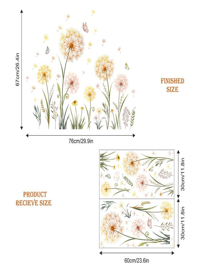 Supzone Dandelion Flower Window Clings Yellow Dandelion Floral Butterflies Window Stickers Spring Summer Autumn Static Window Decals for Home Store Glass Door Decoration Gifts for Mom - Image 4