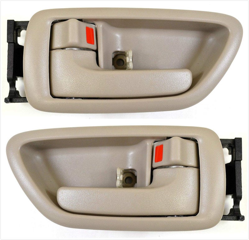 Eynpire 8076 Interior FrontRear Left Driver Side Right Passenger Side Pair Set Door Handle Beige for 20012007 Toyota Sequoia 20042006 Toyota Tundra Crew Cab ONLY
