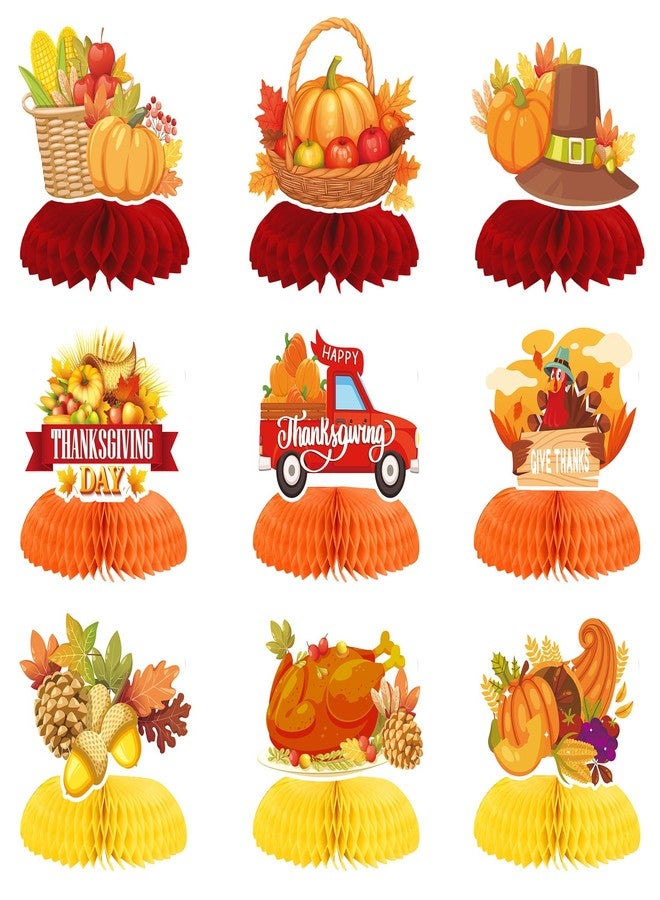 QPIXVB Thanksgiving Centerpieces for Tables,Thanksgiving Table Decor,Turkey Decorations,Fall Centerpieces for Tables,Thanks Giving Decorations for Party,Paper Turkey Honeycomb Decor Table Scape - Image 1