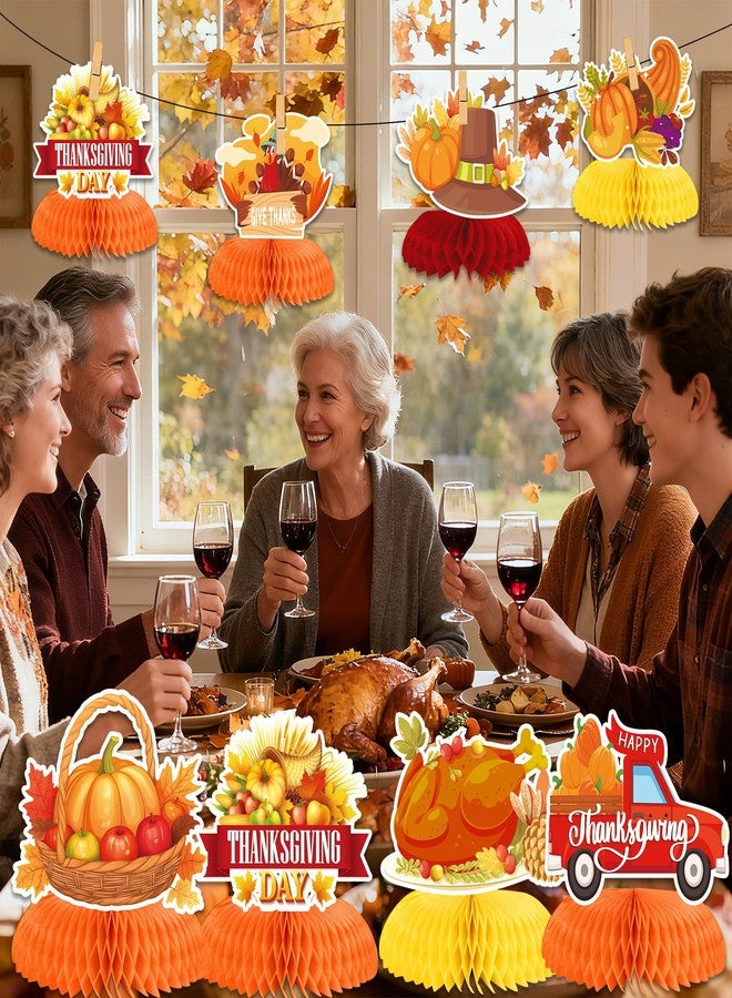 QPIXVB Thanksgiving Centerpieces for Tables,Thanksgiving Table Decor,Turkey Decorations,Fall Centerpieces for Tables,Thanks Giving Decorations for Party,Paper Turkey Honeycomb Decor Table Scape - Image 4