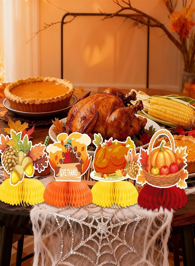 QPIXVB Thanksgiving Centerpieces for Tables,Thanksgiving Table Decor,Turkey Decorations,Fall Centerpieces for Tables,Thanks Giving Decorations for Party,Paper Turkey Honeycomb Decor Table Scape - Image 3