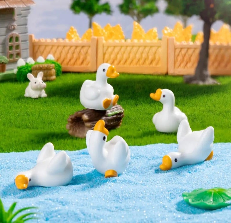 VRB Dec 1 Set Miniature Showpiece Set for Home Decor,Car Dashboard,Valentine,Living Room,Gifts Figurines,Cake Decoration Items,Figurines for Home Decor. ((6 Pcs Lazy Duck)) - Image 3