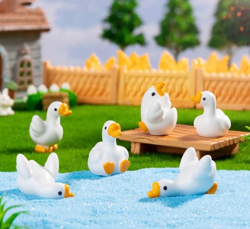 VRB Dec 1 Set Miniature Showpiece Set for Home Decor,Car Dashboard,Valentine,Living Room,Gifts Figurines,Cake Decoration Items,Figurines for Home Decor. ((6 Pcs Lazy Duck)) - Image 1