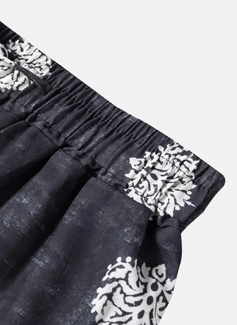 YUNIQEE Black Printed Casual Trousers