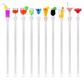 Cocktail Mixing Spoon Cup Acrylic Mixer Bar puddler Swizzle stick Sticks 10 pcs