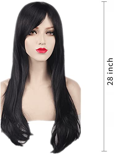ANESHE Wigs 28" Long Wavy Hair Heat Resistant Cosplay Wig for Women (Black) - Image 4