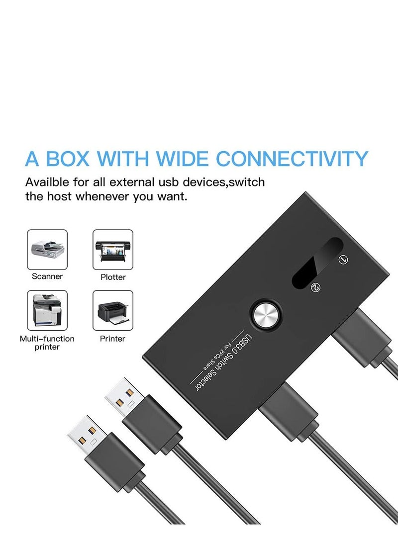 KASTWAVE - KVM Switcher 4 Port USB Peripheral Switcher Box Hub for Mouse Keyboard Scanner Printer Laptop with one-Button Switch and 2 PCS USB 3.0 Cable - Image 1