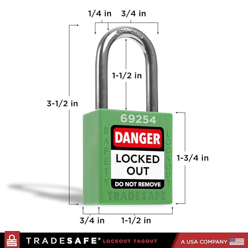 TRADESAFE Lockout Tagout Locks Set - 10 Green Lockout Locks Keyed Different, 2 Keys Per Loto Lock, OSHA Compliant Lock Out Tag Out Padlocks for Electrical Lockout Tag Out Kits - Image 2