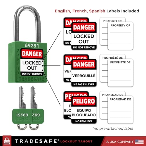 TRADESAFE Lockout Tagout Locks Set - 10 Green Lockout Locks Keyed Different, 2 Keys Per Loto Lock, OSHA Compliant Lock Out Tag Out Padlocks for Electrical Lockout Tag Out Kits - Image 4
