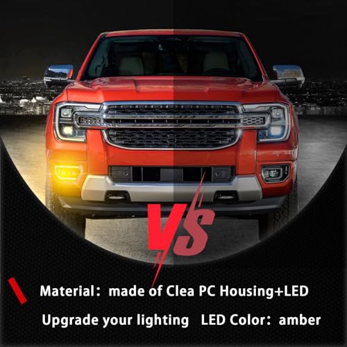 PGTOPONE Switchback White/Amber LED Front Bumper Light Daytime Running Lamp Amber Sequential Turn Signal Light Compatible with Ford Ranger 2023 2024 2025 Lariat XL XLT Replacement OEM Fog light - Image 3