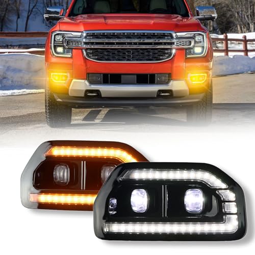 PGTOPONE Switchback White/Amber LED Front Bumper Light Daytime Running Lamp Amber Sequential Turn Signal Light Compatible with Ford Ranger 2023 2024 2025 Lariat XL XLT Replacement OEM Fog light - Image 1