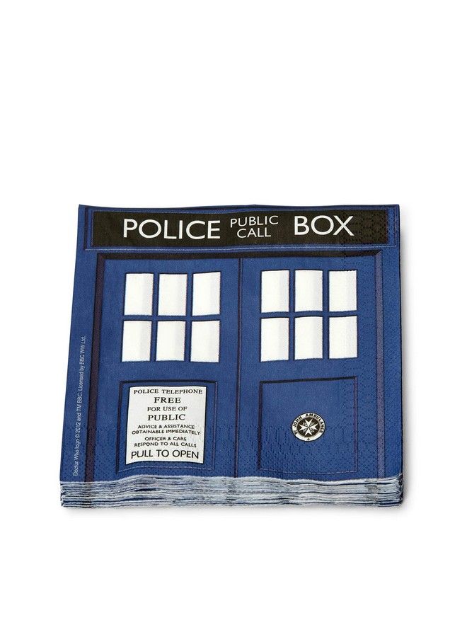 Underground Toys مناديل ورقية دكتور هو Tardis 20 قطعة 6.5" مجموعة مناديل حفلات مزينة بباب صندوق الشرطة Tardis أدوات مائدة مزينة بحفلات موضوع السفر عبر الفضاء والوقت لعيد ميلاد الأطفال والمراهقين المعجبين - Image 5