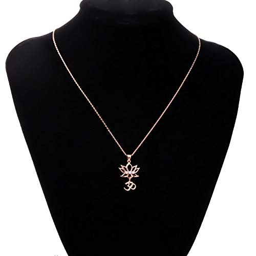 bobauna Yoga Lotus Flower Aum Om Ohm Sanskrit Symbol Pendant Necklace Spiritual Jewelry Gift For Yogi Yoga Lover (Lotus Om necklace RG) - Image 5