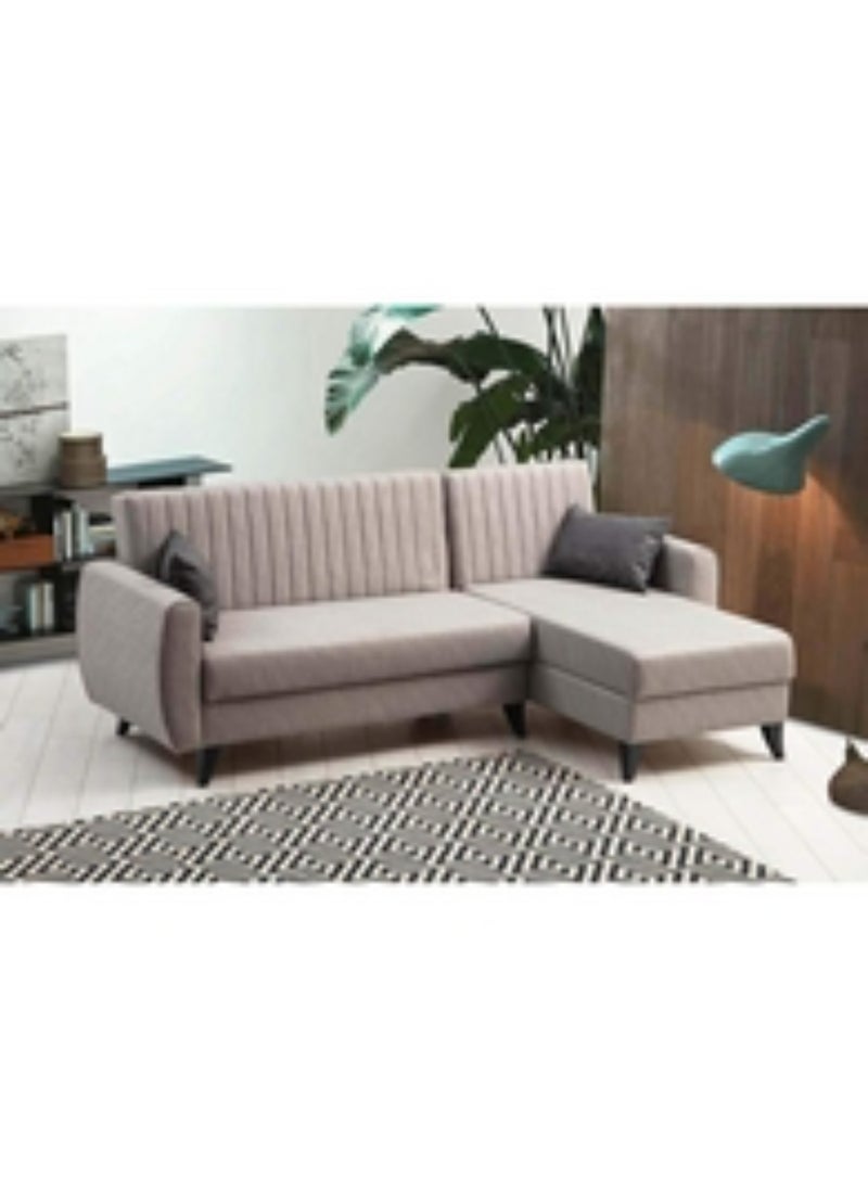 Homzmart Swedish Wood and Linen L-Shape Sofa - Beige  - Image 2
