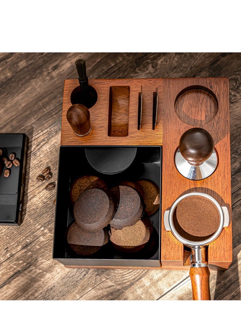 58mm Italian Coffee Machine Handle Bracket Coffee Dregs Box Bar Storage Rack Multi-Functional Solid Wood Dregs Box Pressed Powder Base
