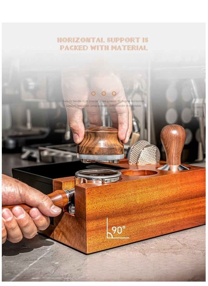 58mm Italian Coffee Machine Handle Bracket Coffee Dregs Box Bar Storage Rack Multi-Functional Solid Wood Dregs Box Pressed Powder Base