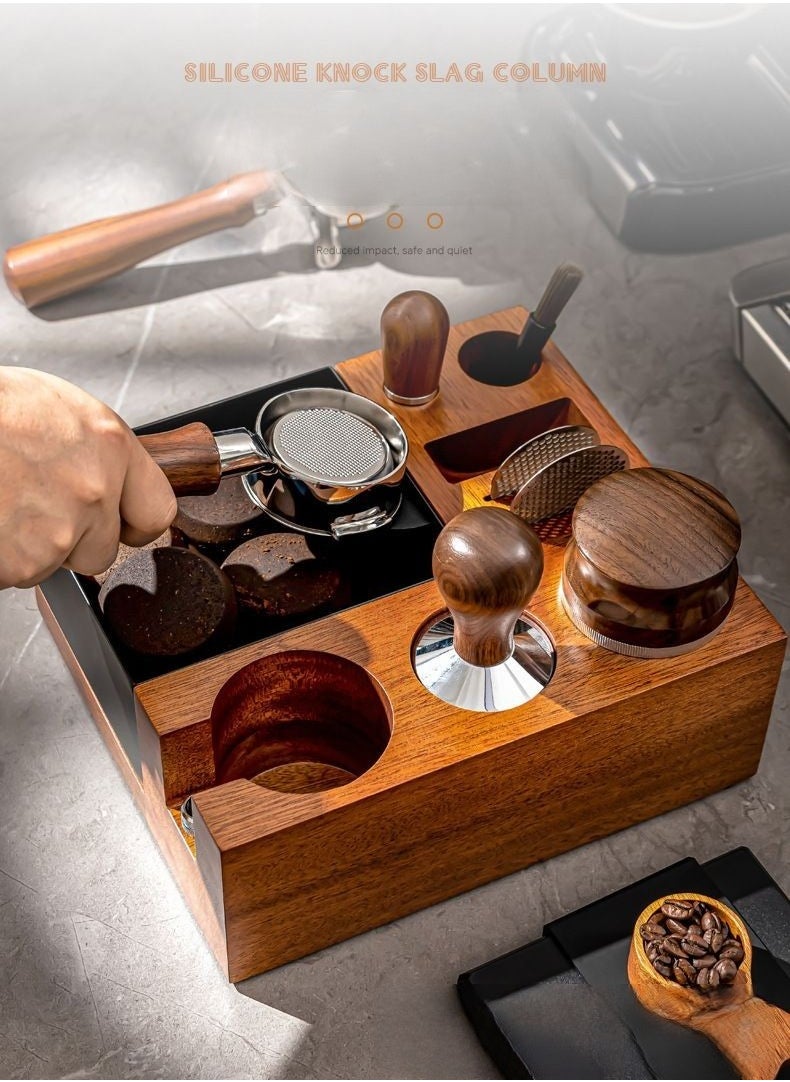 58mm Italian Coffee Machine Handle Bracket Coffee Dregs Box Bar Storage Rack Multi-Functional Solid Wood Dregs Box Pressed Powder Base