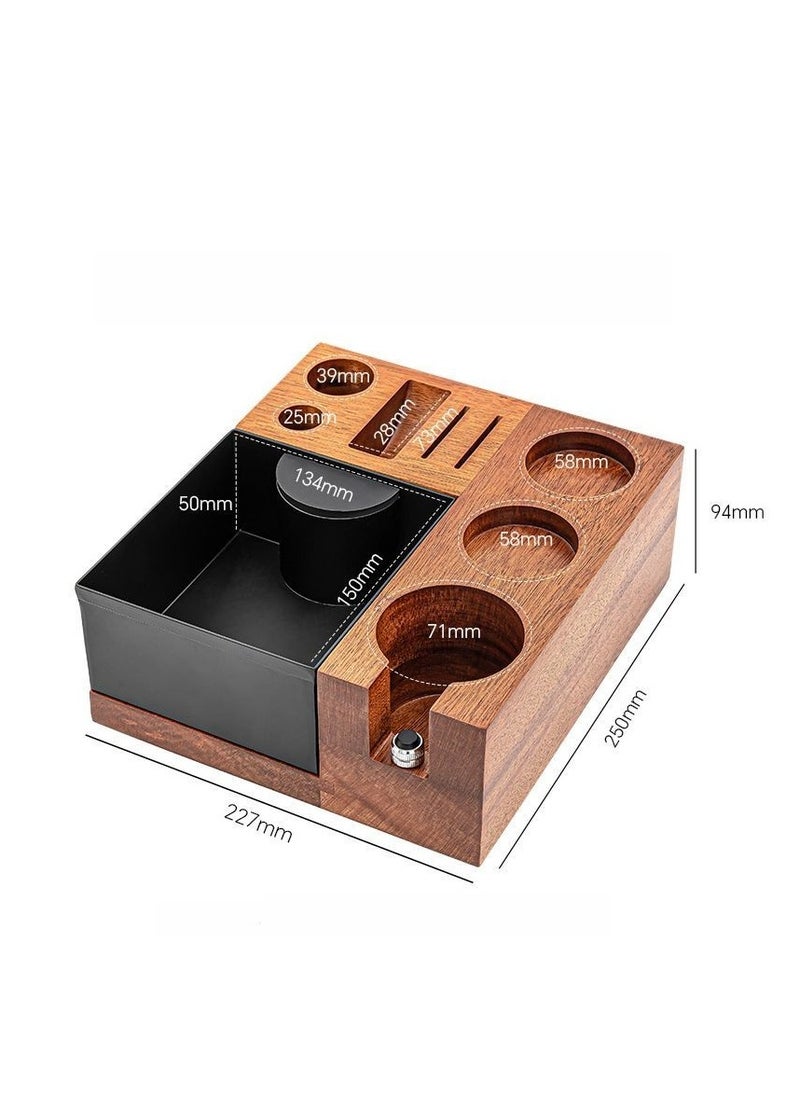 58mm Italian Coffee Machine Handle Bracket Coffee Dregs Box Bar Storage Rack Multi-Functional Solid Wood Dregs Box Pressed Powder Base