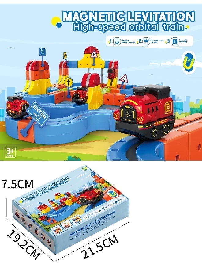 ماجني الاصحاب 73-Piece DIY Magnetic Levitation Track Set – Anti-Gravity Maglev Train Toy with Rechargeable Battery & USB Charger – 3D Loop Coaster Building Kit for Kids Ages 3+ - Image 5