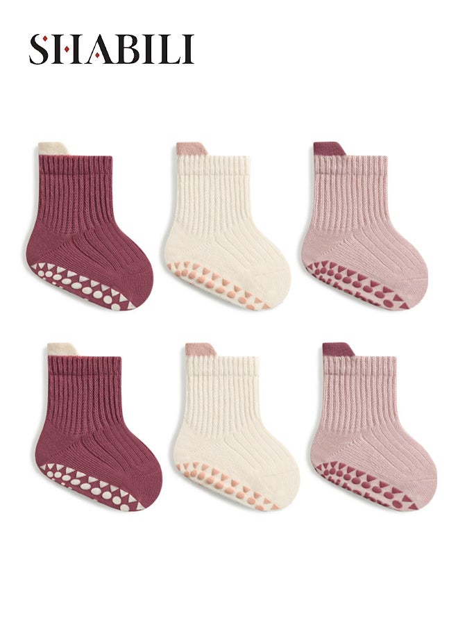 SHABILI Baby Boys Girl's Cotton Ankle Short Low‑Cut Socks 3‑Pair Set, Skin‑Friendly Breathable Moisture‑Wicking Anti‑Odor Elastic Cuff Non‑Slip Sole Durable No Pilling for 1‑3 Yrs Leisure Travel Sport - Image 1