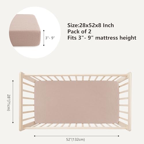 Bearmoss Muslin Crib Sheets 100% Cotton Baby Crib Sheets Fitted for Standard Crib Mattress & Toddler Bed Mattress 52"x28" Soft Breathable Crib Sheet Neutral for Boys Girls - 2 Pack (Baby Face) - Image 3