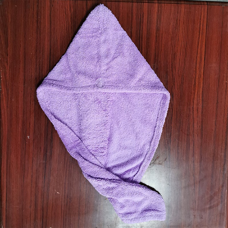 Generic Coral Fleece Dry Hair Cap Women Thickened Super Absorbent Dry Hair Towel Double Layer Headwear Quick Drying Towel Factory Wholesale long hair single layer purple