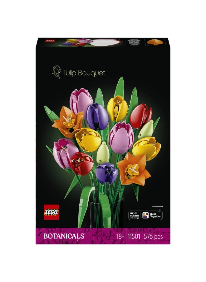 ليغو Botanicals باقة التوليب، مجموعة بناء ديكور الزهور للبالغين، هدية أعياد الميلاد (٥٧٦ قطعة) 11501 - Image 2