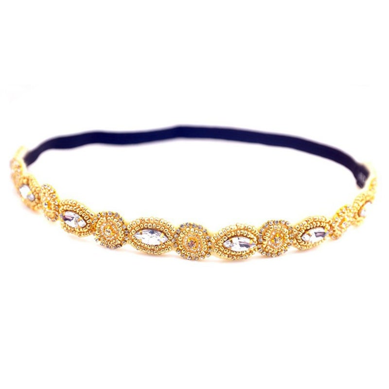 AKOAK Fashion Retro Style Handmade Crystal Rhinestone Beads Elastic Headband Hair Band Women Girls Hair Jewelry Accessories3