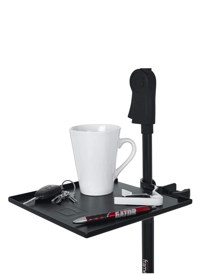Gator Gator FrameworksCases Microphone Stand Clamp-On Utility Surface Area with 10 Pound Weight Capacity, 9" x 9" Shelf  - Image 2