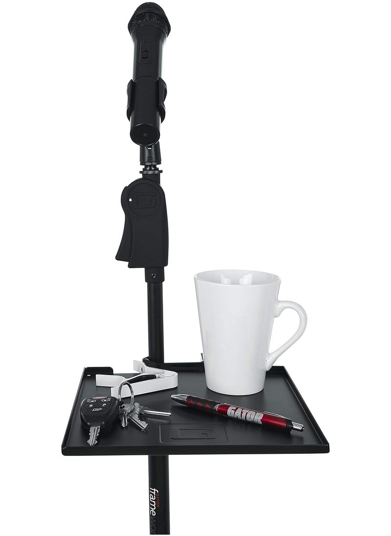 Gator - Gator FrameworksCases Microphone Stand Clamp-On Utility Surface Area with 10 Pound Weight Capacity, 9" x 9" Shelf - Image 1