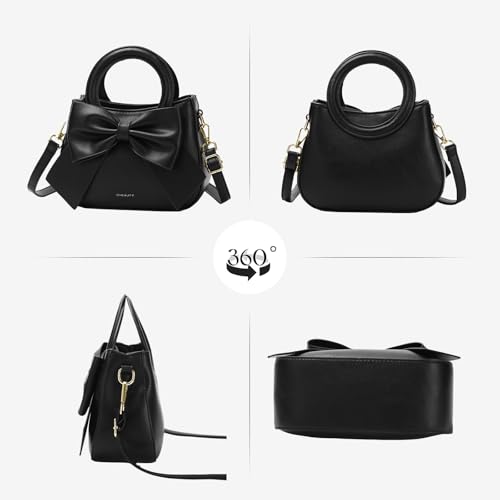 Cheruty Small Purses for Women Crossbody Bag, Vegan Leather Crossbody Purses and Handbags with Top Carry Handle and Cute Bow Knot(Black) - Image 5