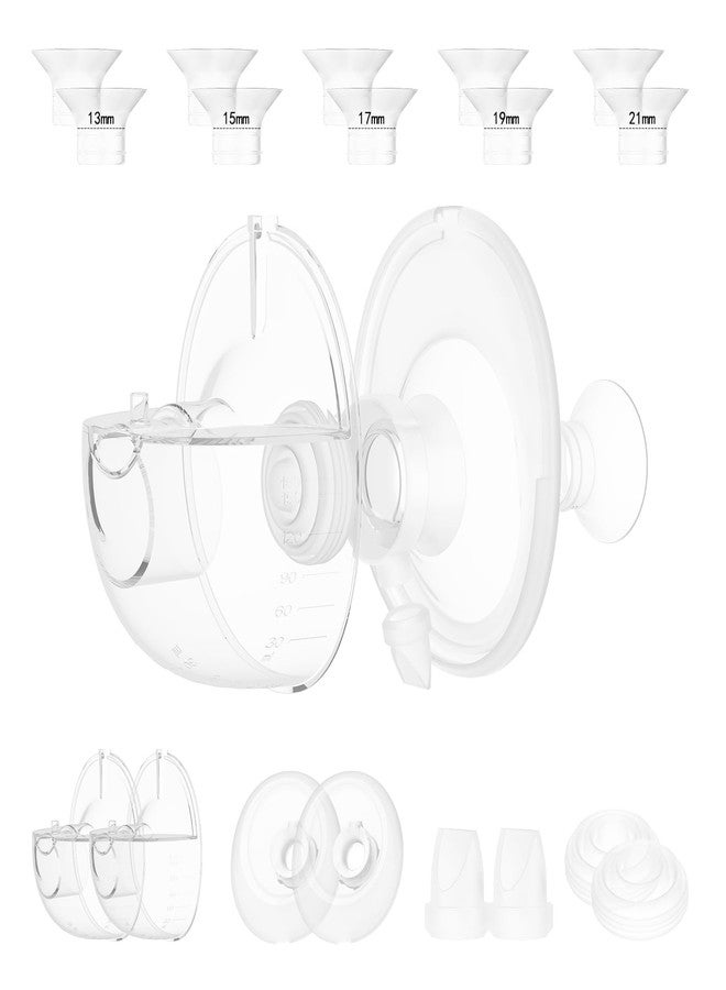 IVARONAL Two M5 24mm Full Set Collector Cup Only Compatible with Momcozy M5 and 10pcs 13/15/17/19/21mm Flange Inserts, Including Inserts*10, 24mm Flange*2, Collector*2, Duckbill Valve*2,Diaphragm*2 - Image 1