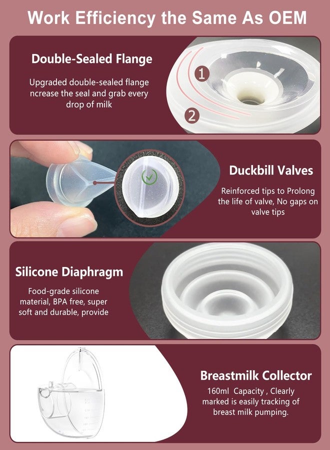 IVARONAL Two M5 24mm Full Set Collector Cup Only Compatible with Momcozy M5 and 10pcs 13/15/17/19/21mm Flange Inserts, Including Inserts*10, 24mm Flange*2, Collector*2, Duckbill Valve*2,Diaphragm*2 - Image 4