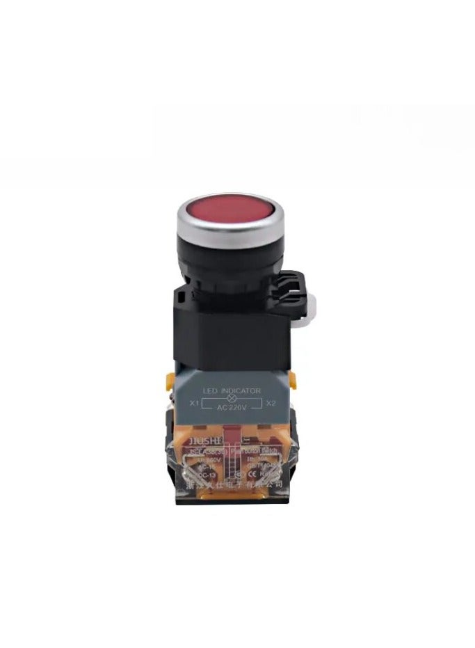 KNP LA38-11D is a robust push button switch designed for 24V applications featuring a vibrant red color that clearly indicates its function This switch is perfect for a wide range of industrial and commercial uses ensuring both visibility and reliability. - Image 2