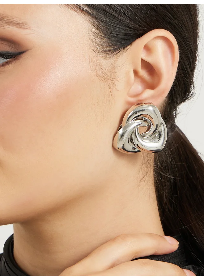 ستايلي Styli Metallic Finish Stud Earrings