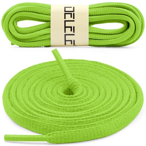 DELELE 2Pair Oval Shoes laces 42 Colors Half Round 1/4" Athletic ShoeLaces for Sport/Running Shoes Shoe Strings Scallion Green -45 inch - Image 2