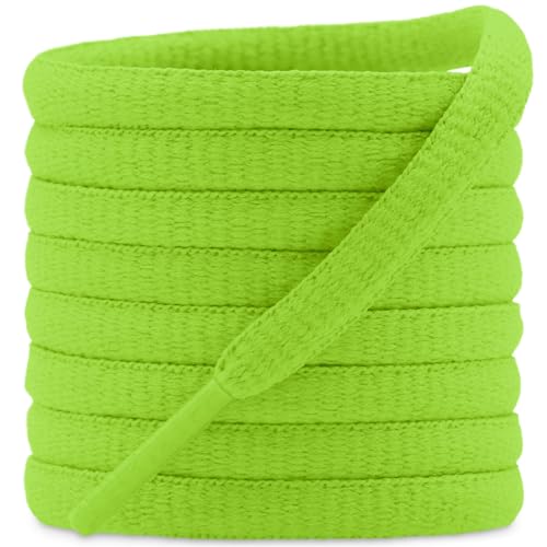 DELELE 2Pair Oval Shoes laces 42 Colors Half Round 1/4" Athletic ShoeLaces for Sport/Running Shoes Shoe Strings Scallion Green -45 inch - Image 1