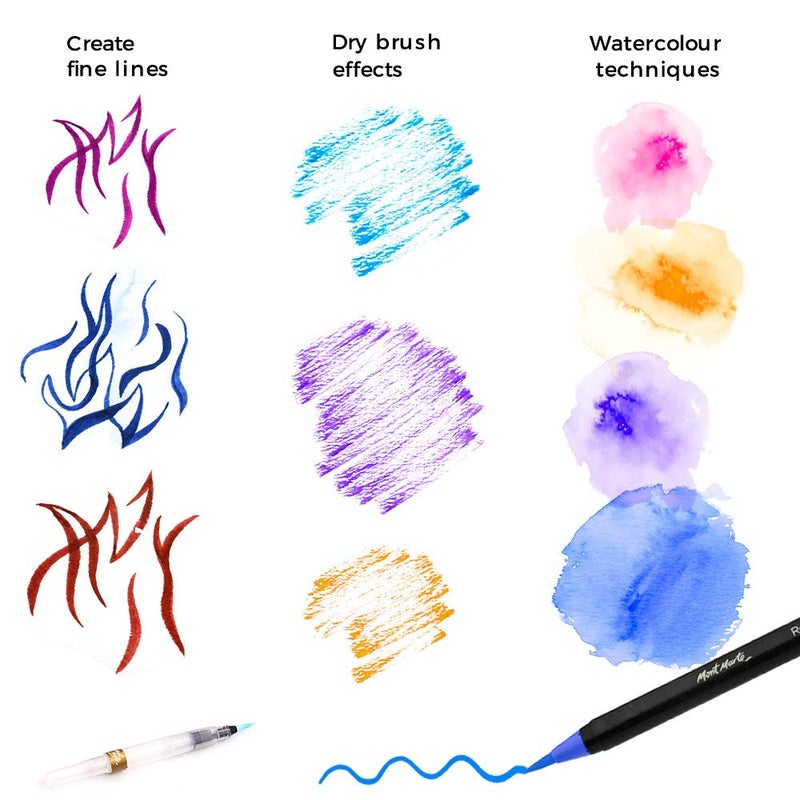 Mont Marte Mont Marte Premium Real Brush Pens, 12pc Artist Coloring Set, Super Flexible Brush Tip, Perfect for Creating a Range of Strokes, Ideal for Art, Design, Lettering and Coloring - Image 3