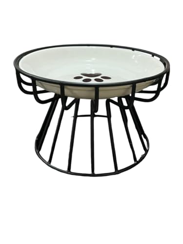 Radionics Pet Ceramic Bowl Pet Food Water Bowl Cat Food Bowl Cat Elevated Feeder Black Raised Stand - Image 1