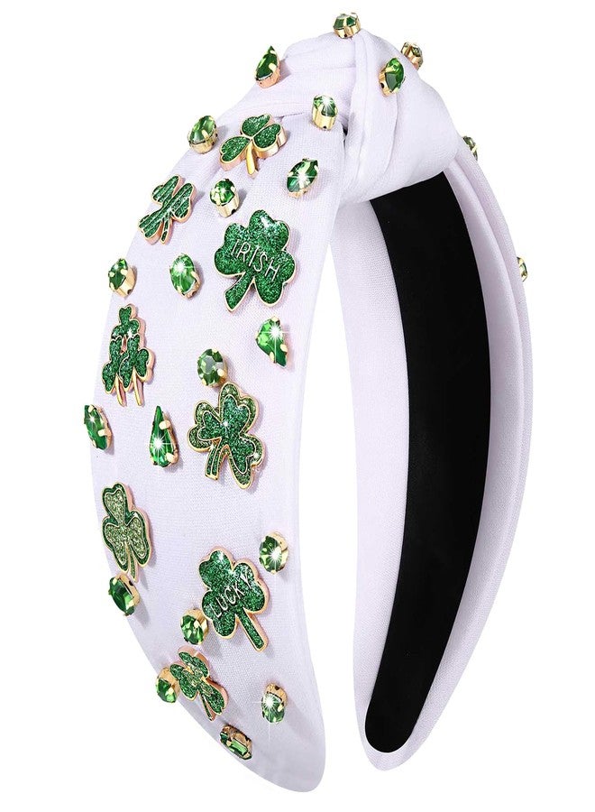 سيالكسهيني إكسسوارات شعر ليوم القديس باتريك من سيالكسيني، طوق رأس أخضر على شكل نبتة البرسيم للنساء، طوق رأس مزين بأحجار الراين الكريستالية، هدايا العيد الأيرلندي (Shamrock B) - Image 1