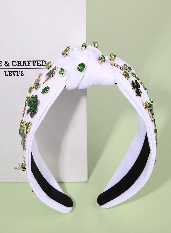 سيالكسهيني إكسسوارات شعر ليوم القديس باتريك من سيالكسيني، طوق رأس أخضر على شكل نبتة البرسيم للنساء، طوق رأس مزين بأحجار الراين الكريستالية، هدايا العيد الأيرلندي (Shamrock B) - Image 3