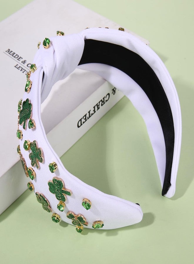 سيالكسهيني إكسسوارات شعر ليوم القديس باتريك من سيالكسيني، طوق رأس أخضر على شكل نبتة البرسيم للنساء، طوق رأس مزين بأحجار الراين الكريستالية، هدايا العيد الأيرلندي (Shamrock B) - Image 2